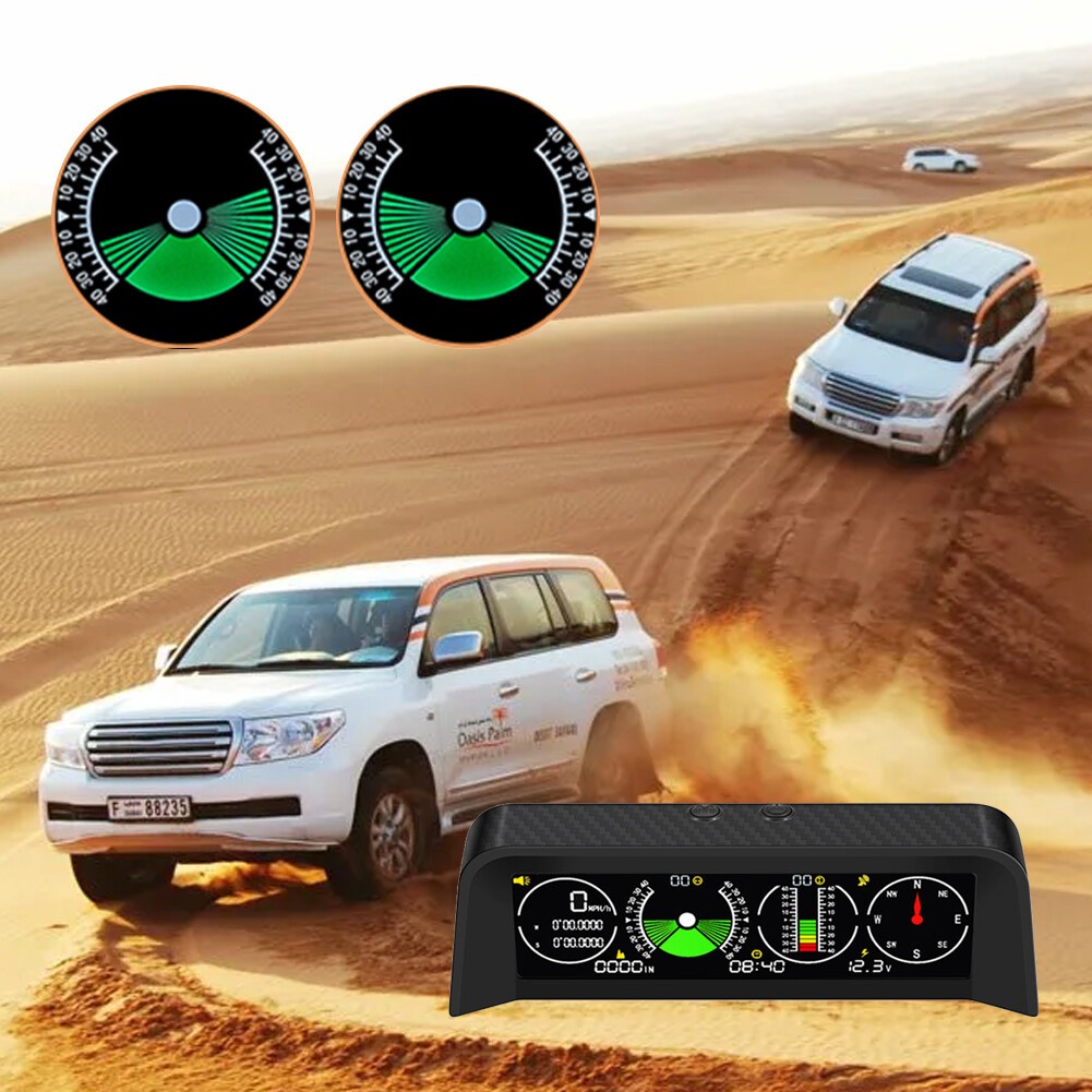 Car Off Road Digital GPS Inclinometer Compass Slope Meter Gauge HUD Speedometer