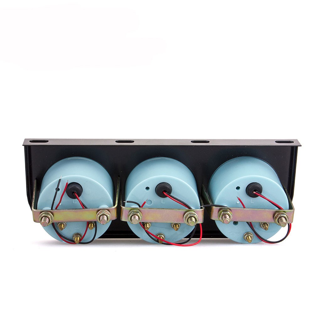 Universal 2” 52mm Black Volt Water Oil Pressure Triple 3 Gauge Set Gauges Kit
