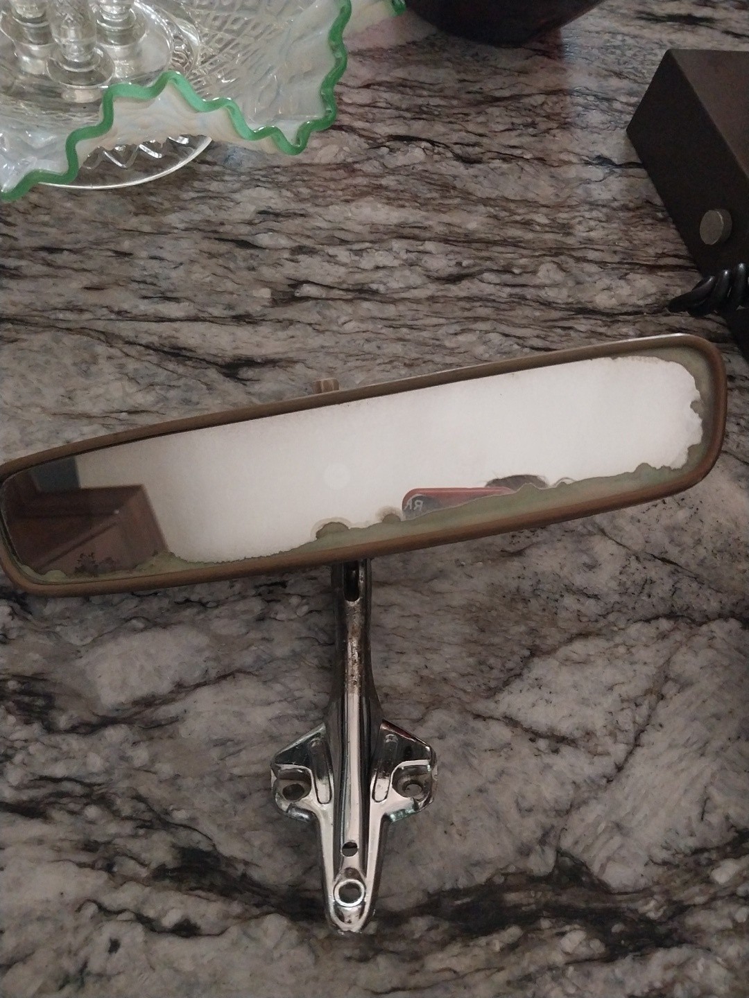 Vintage Rearview Car Mirrors & Under Dash Vintage Oil & Water Gauge