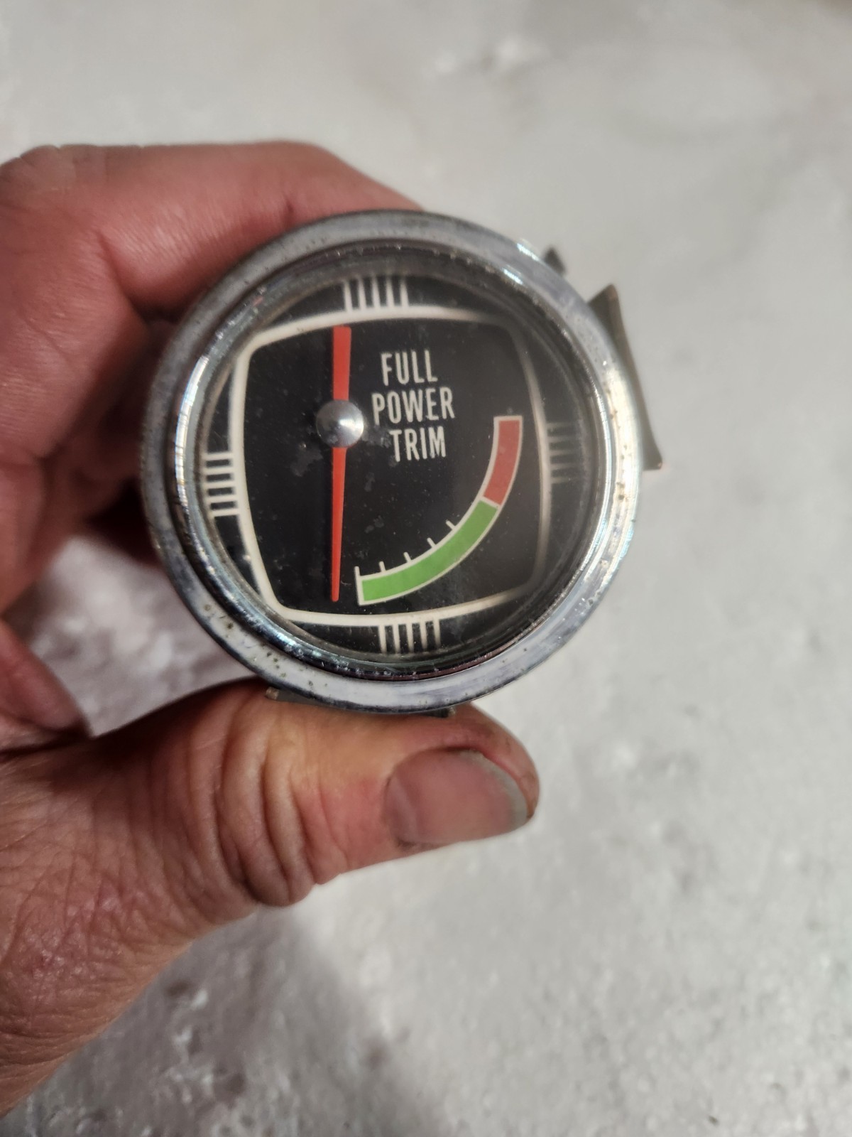Vintage MerCruiser Full Power Trim Gauge Boat Marine Dash Gauge Metal Housing