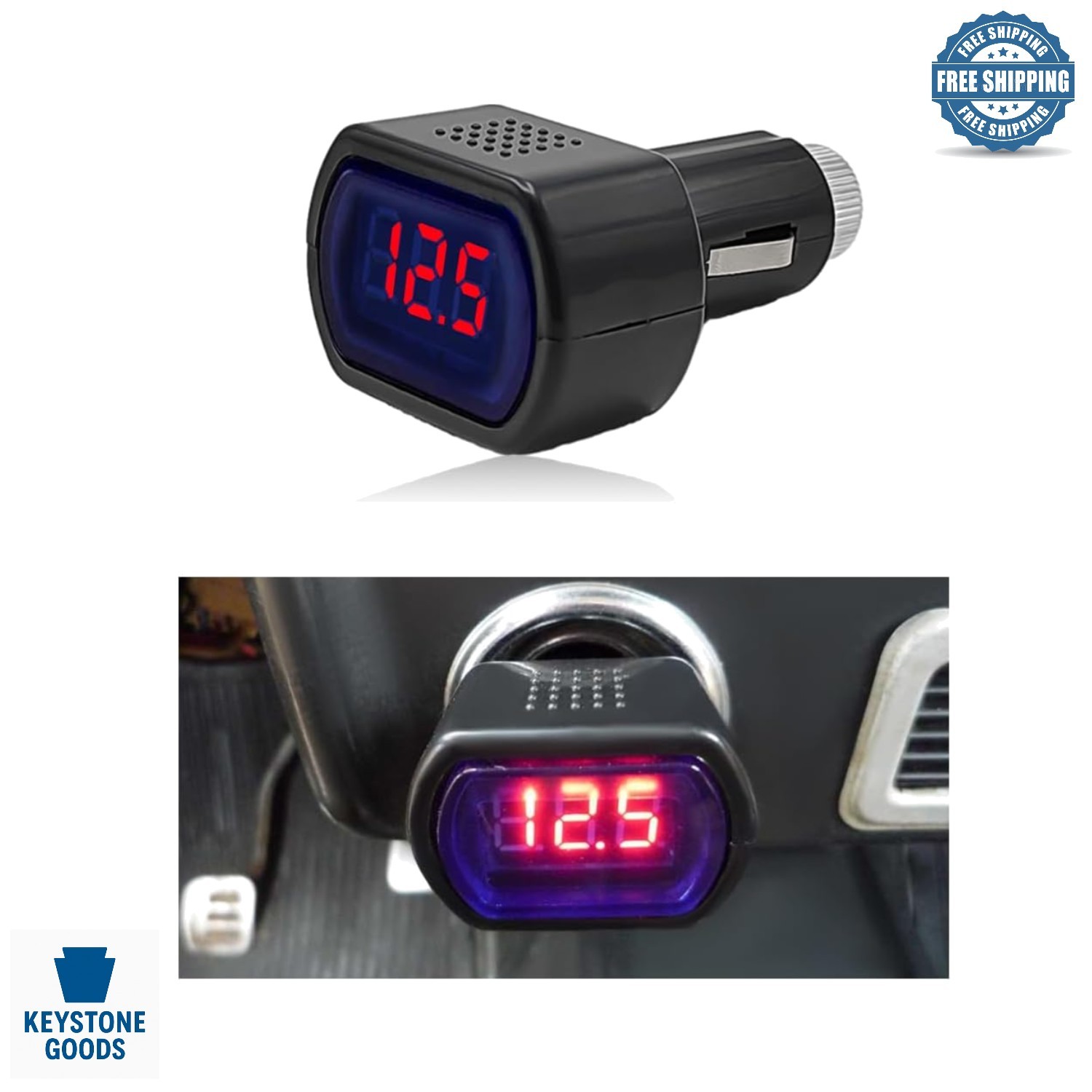 Digital Car Volt Meter 12V 24V – Battery Voltage Monitor for Automotive