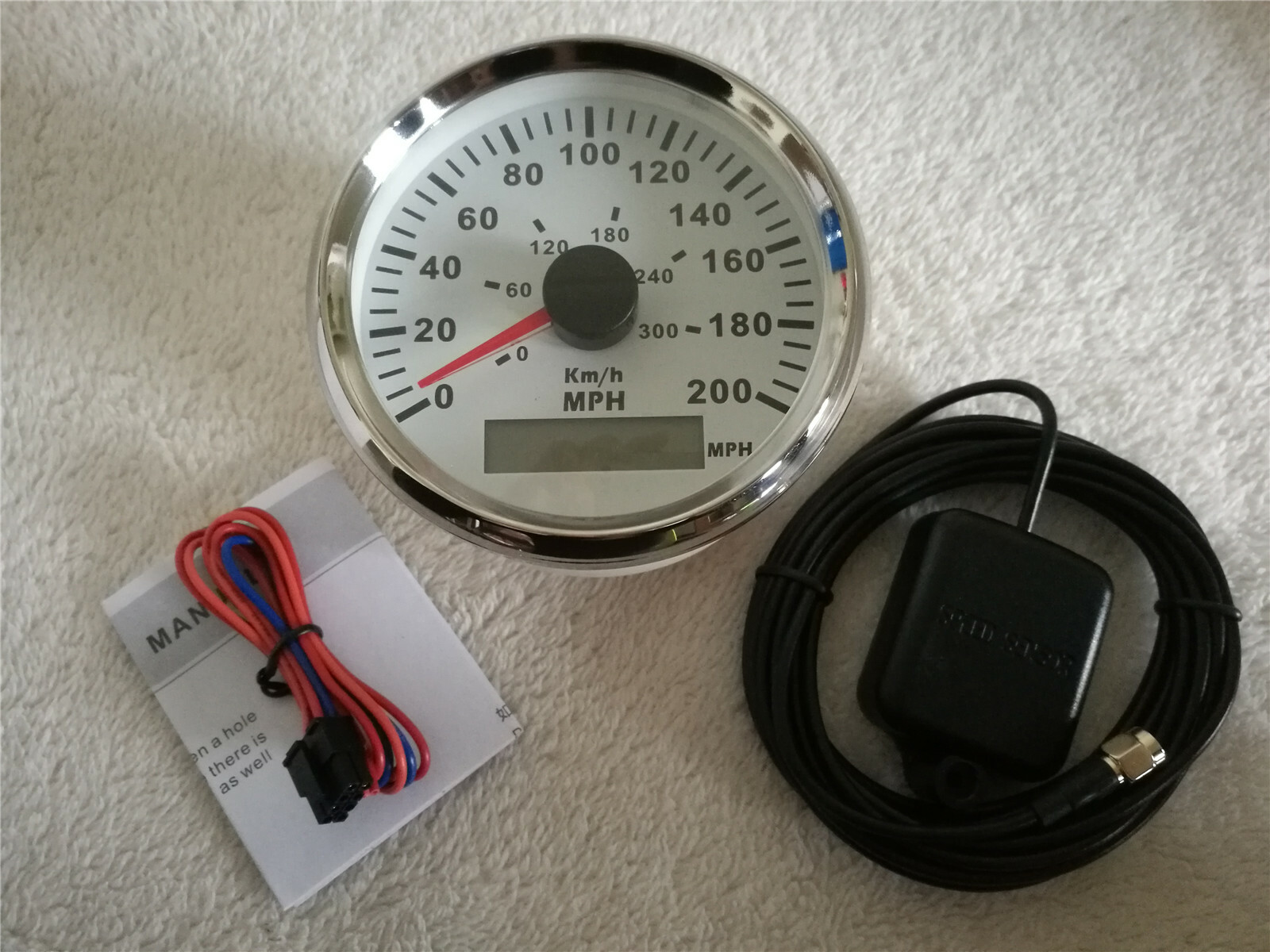 6 gauge set 0-200mph 300km/h speedometer tacho fuel temp volt oil pressure white
