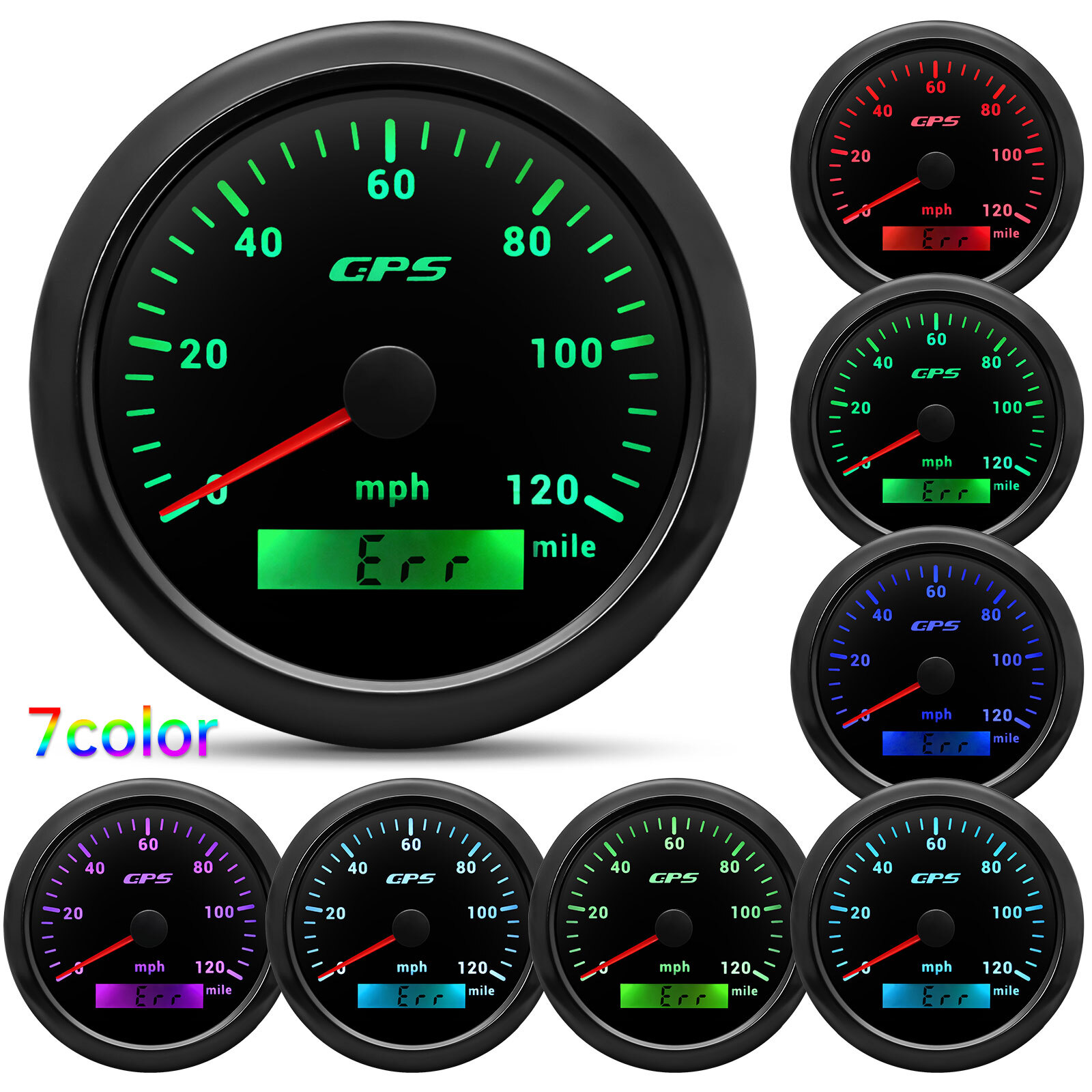 8 Gauge Set 85mm Black GPS Speedometer 120MPH&Tacho 8000RPM Gauge For Boat Car