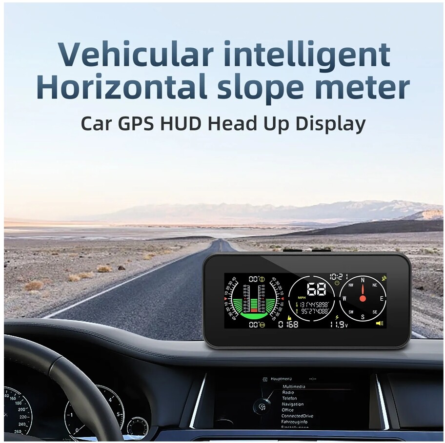 1 Set Car Suv Off-Road Smart Slope Meter GPS Speedometer Compass Overspeed Alarm