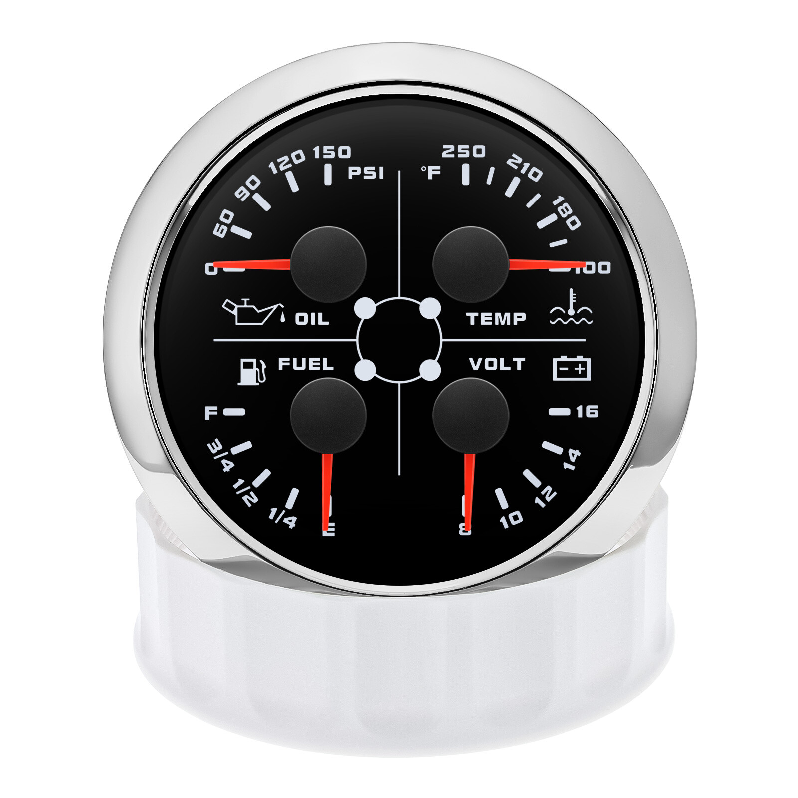 85mm 4 in1 Gauge Car Fuel Level Gauge Water Temp Oil Pressure Voltmeter W/Sensor