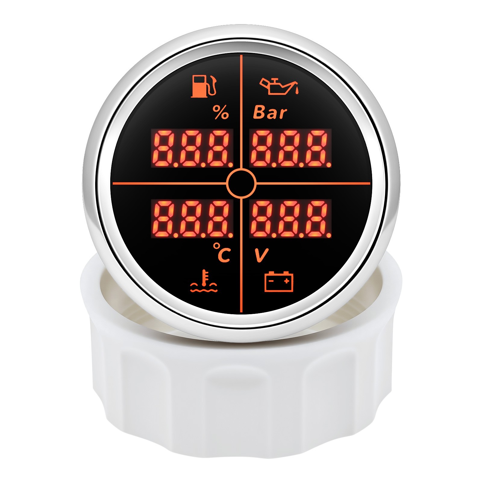 52MM 4 IN 1 Multifunction Gauge Fuel Level Oil Pressure Water Temp Volt Gauge