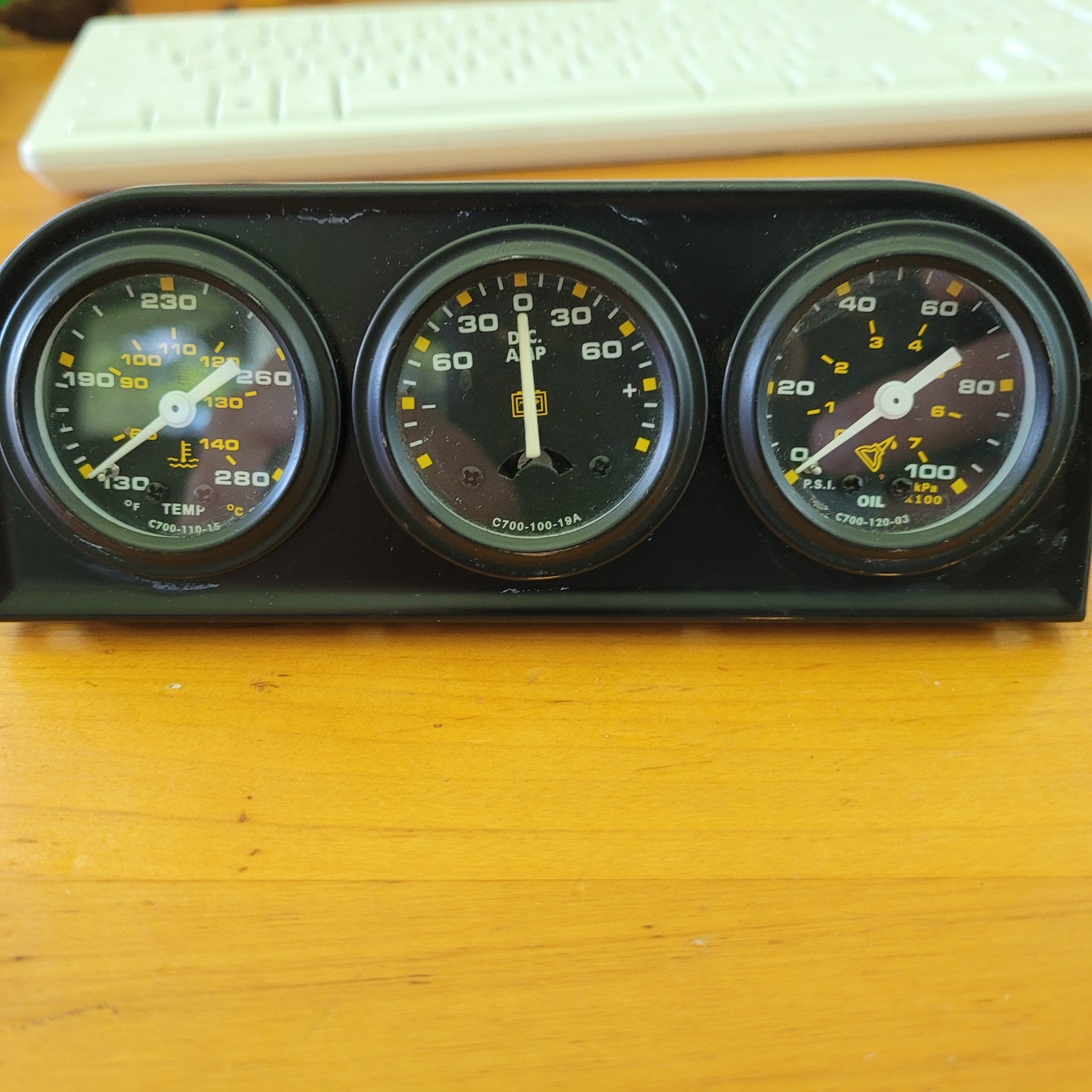 Vintage Equus 6075 Triple Micro Gauge Cluster Temp Amp Oil Pressure