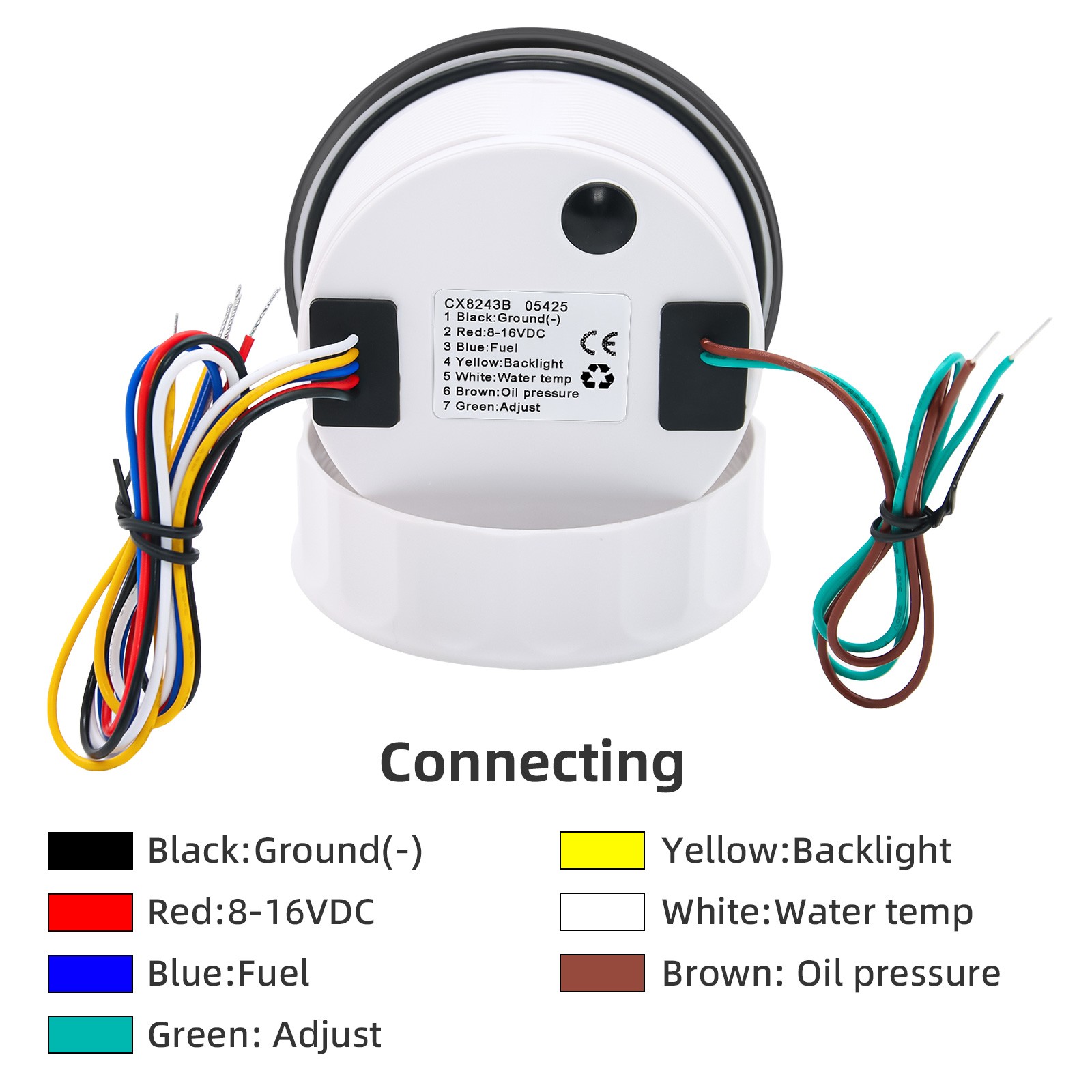 85mm 4in 1 Gauge Boat Fuel Level 240-33ohms Water Temp Oil Pressure Voltmeter US