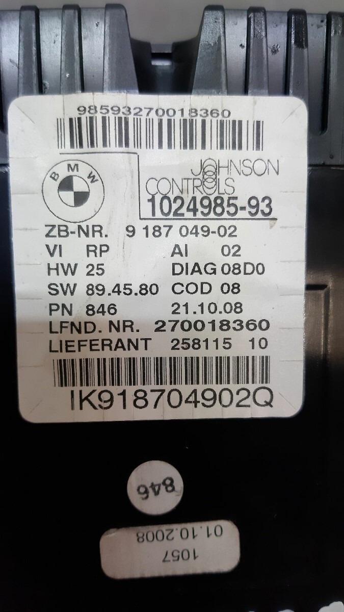 BMW E87 1 SERIES Speedo Clocks 62109187049