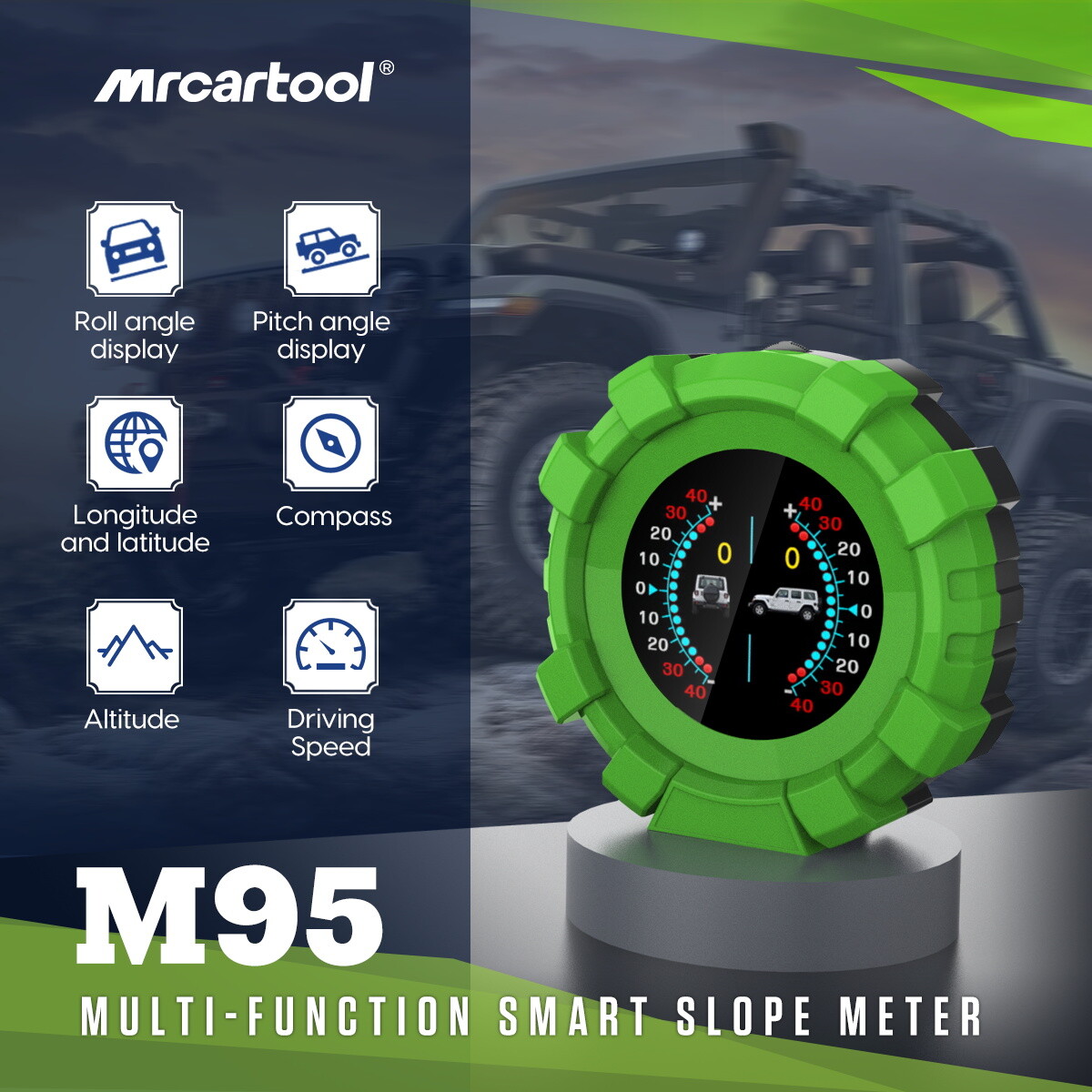 Car HUD Digital GPS Inclinometer Slopemeter Speedometer Compass Off-Road 4×4