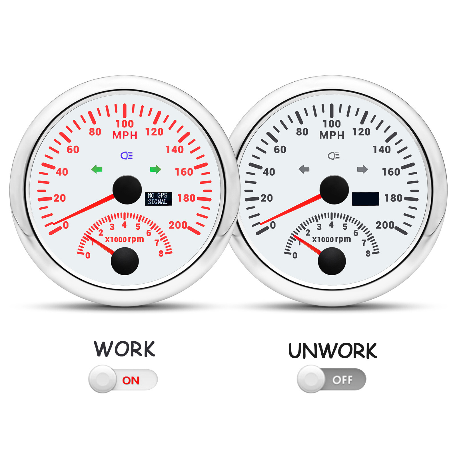 85mm GPS Speedometer 0-200MPH with Tachometer 0-8000RPM 4in 1 Gauge with Senders