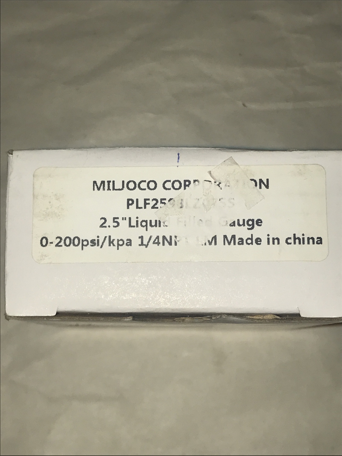 Miljoco PLF2598LZ07SS 2.5” Liquid Filled Guage 0-200psi 1/4”NPT