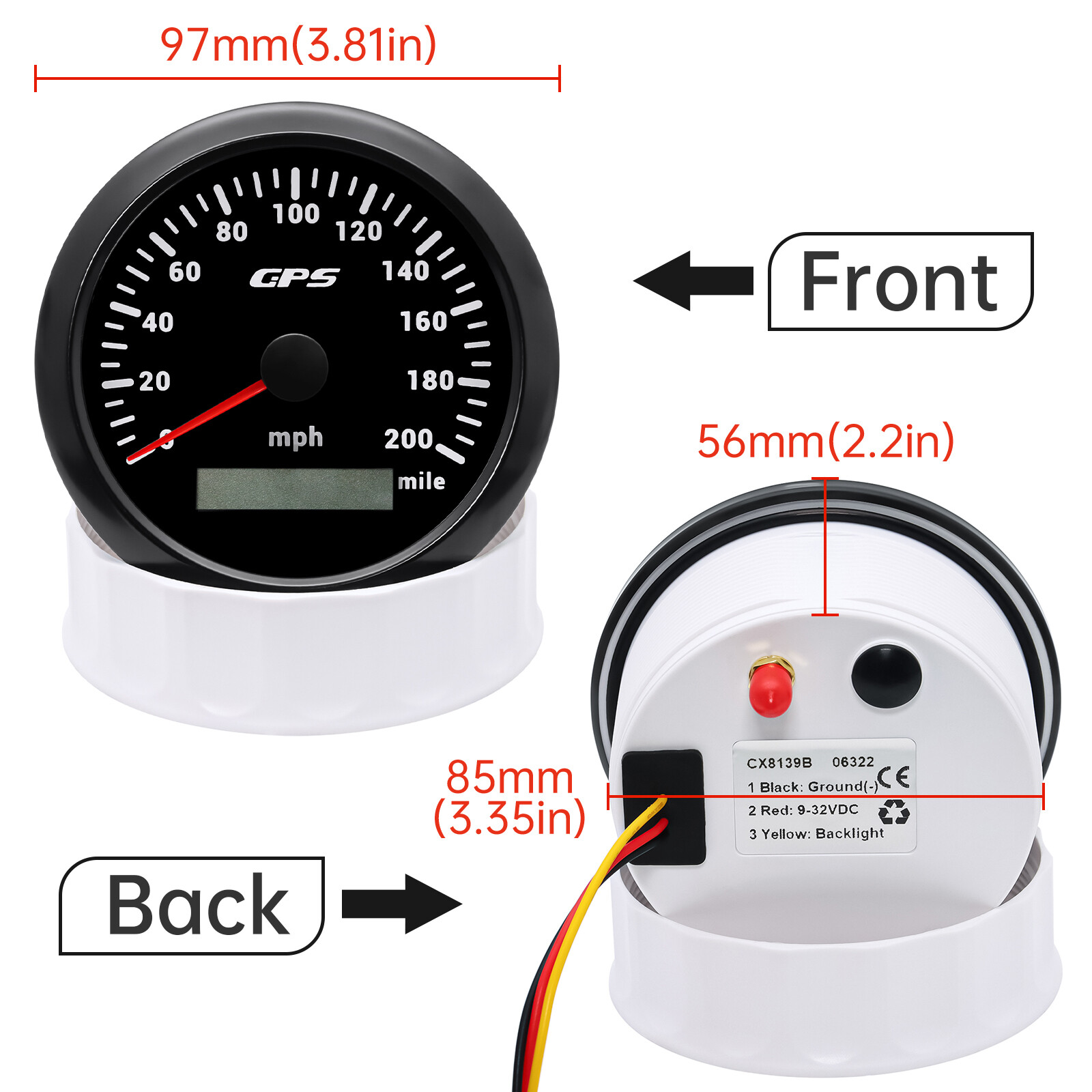 6 Gauge Set 85mm GPS Speedometer 200MPH Tachometer for Marine Boat Car Truck ATV