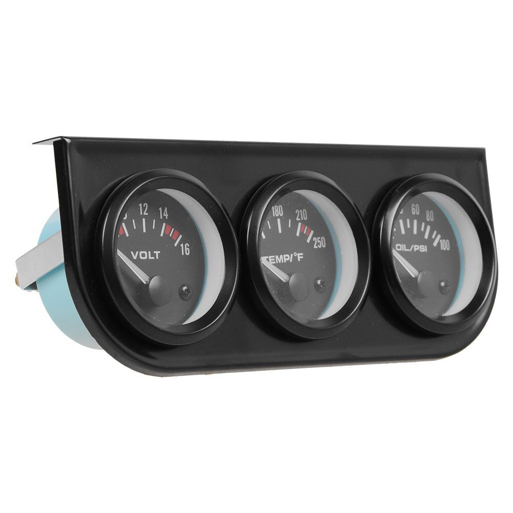2″ 52mm 3-in-1 Auto Car Triple Gauge Set Kit Water Temp Oil Pressure Volt Meter