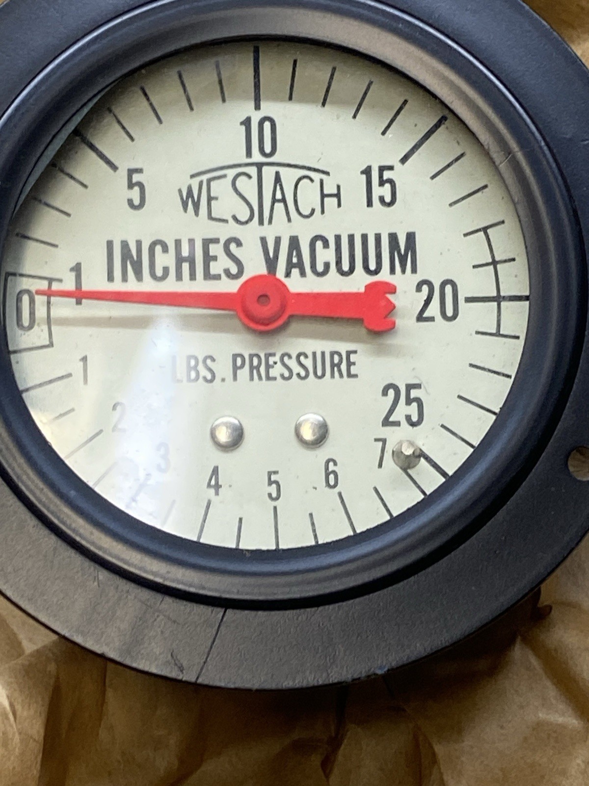 NOS VINTAGE WESTACH VACUUM GAUGE 2.25”