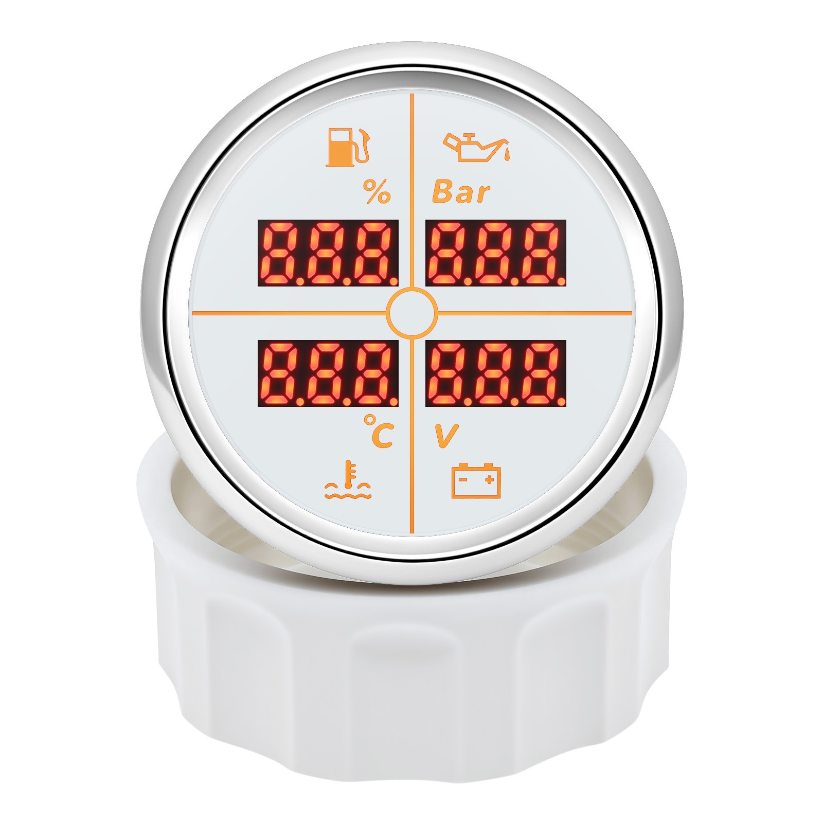 52mm 4in1 Gauge Car Fuel Level Gauge 240-33ohm Water Temp Oil Pressure Voltmeter