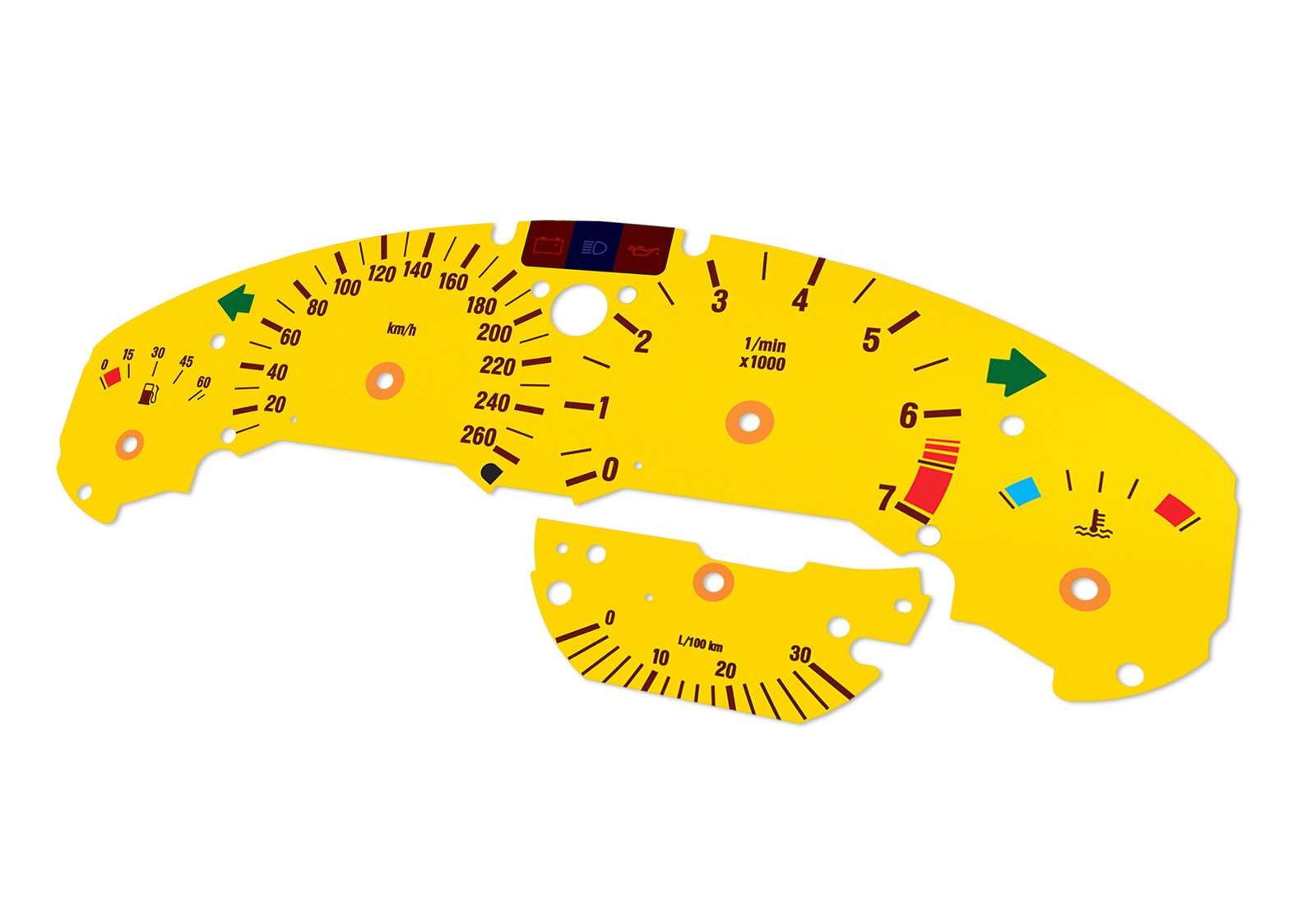 For BMW E36 M3 Yellow – Speedometer gauges from MPH to km/h