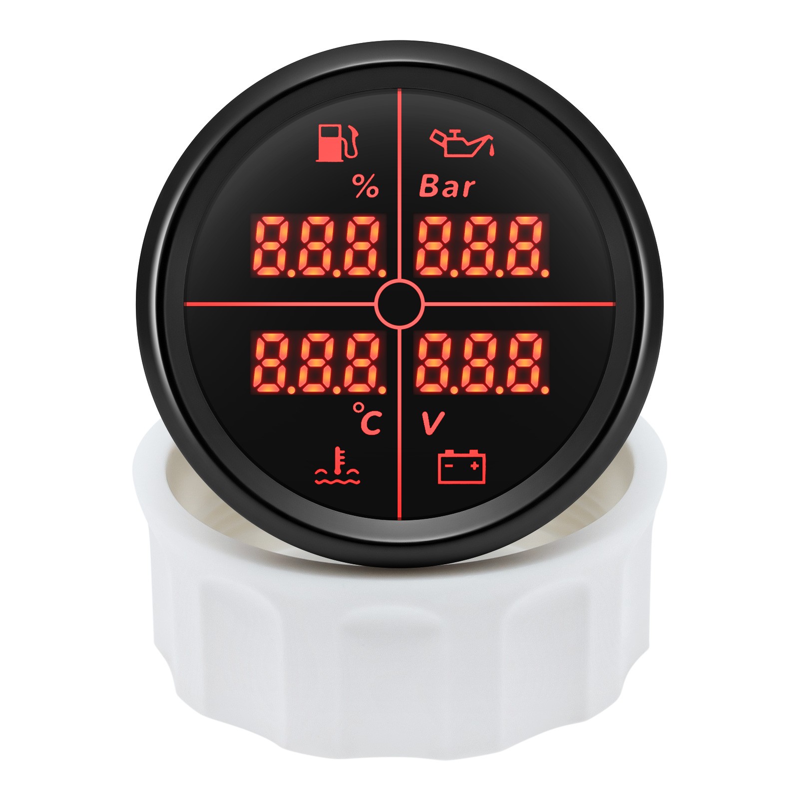 52mm 4 IN 1 Multifunction Gauge Fuel Oil Pressure Water Temp Volt With Sensor
