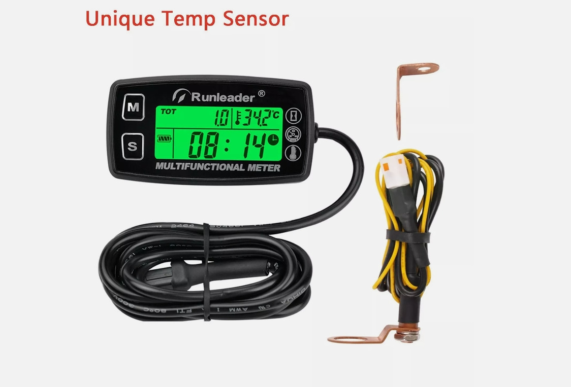 Digital Hour Meter Tachometer Engine Temp Gauge RPM Alert 3 Backlights Generator