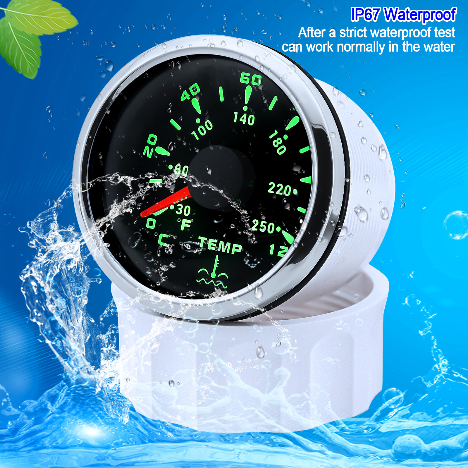 2″ 52mm Boat Water Temperature Gauge Temp Meter 40-120℃ 7 Colors for Car Truck