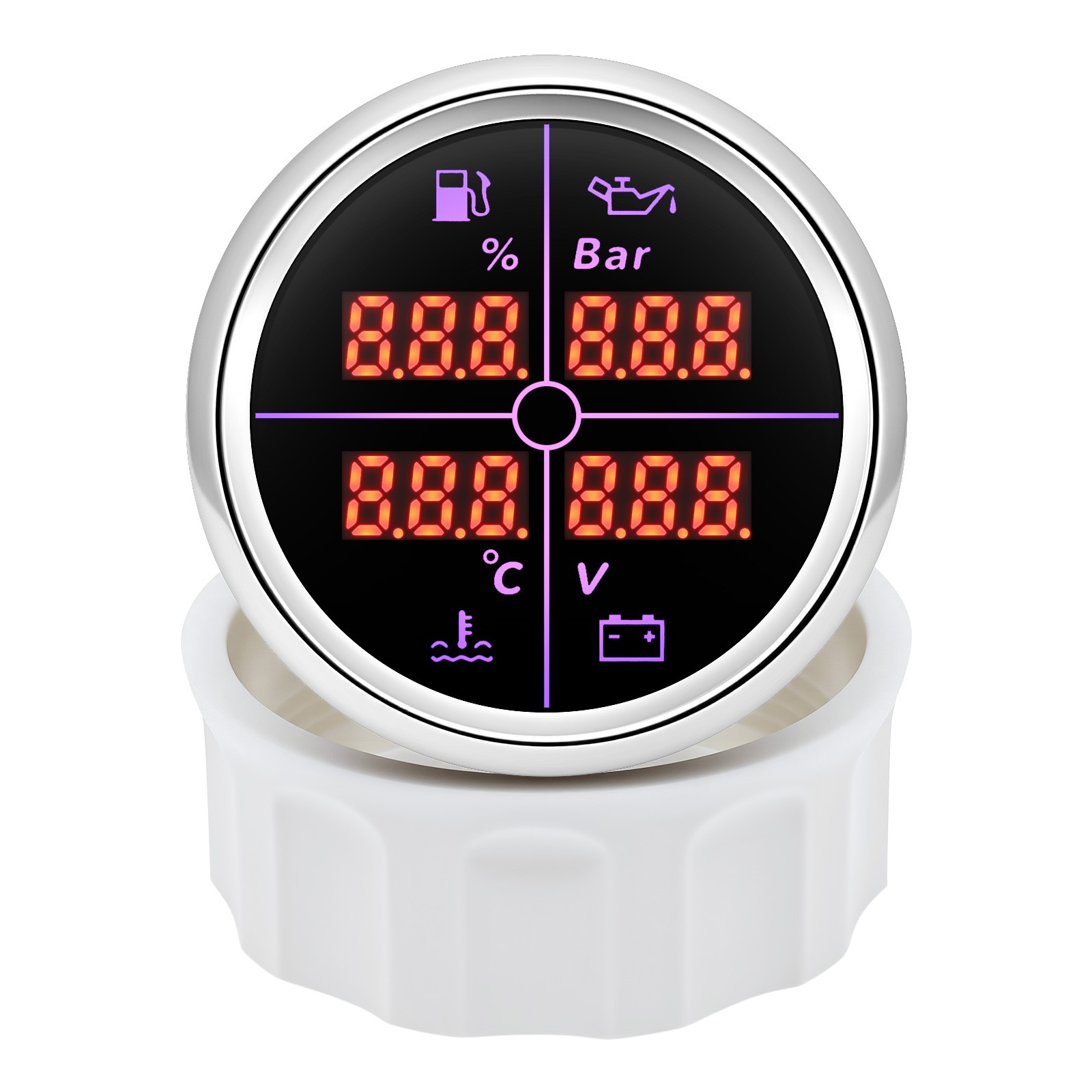 52MM 4 IN 1 Multifunction Gauge Fuel Level Oil Pressure Water Temp Volt Gauge