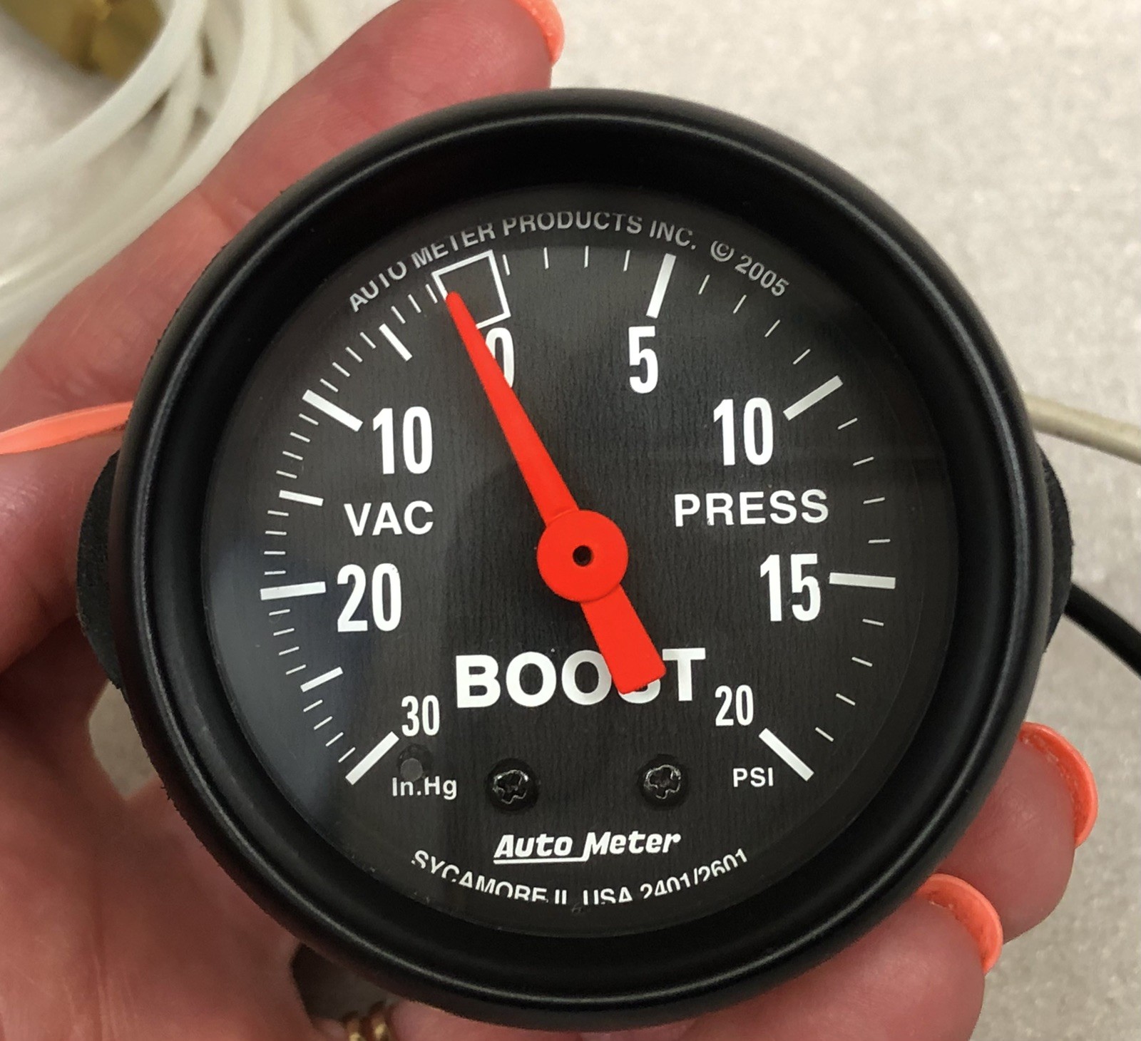 AutoMeter 2601 Z-Series Mechanical Boost/Vacuum Gauge 20 PSI, 2-1/16 in *NOS*
