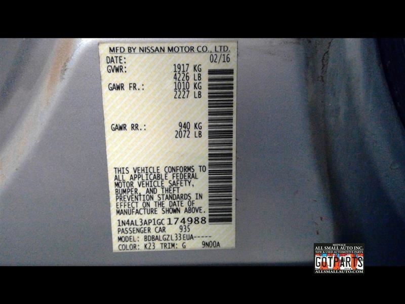 Speedometer Cluster 4 Cylinder MPH Base Fits 16-17 ALTIMA 142927