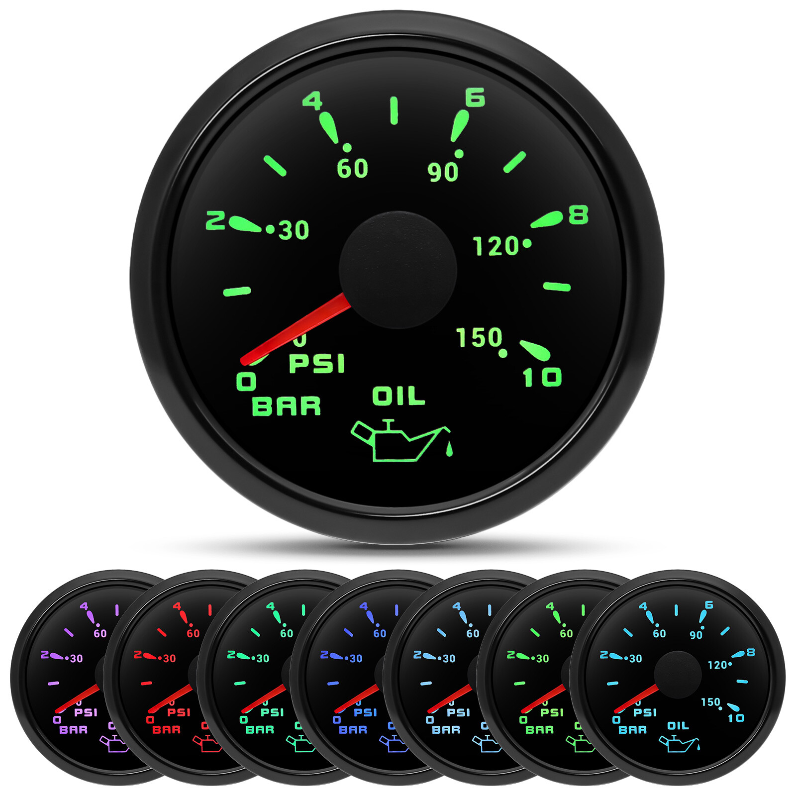 6 Gauge Set 85MM GPS Speedometer Tacho & 52mm Fuel Gauge Temp Oil Volt Car Boat