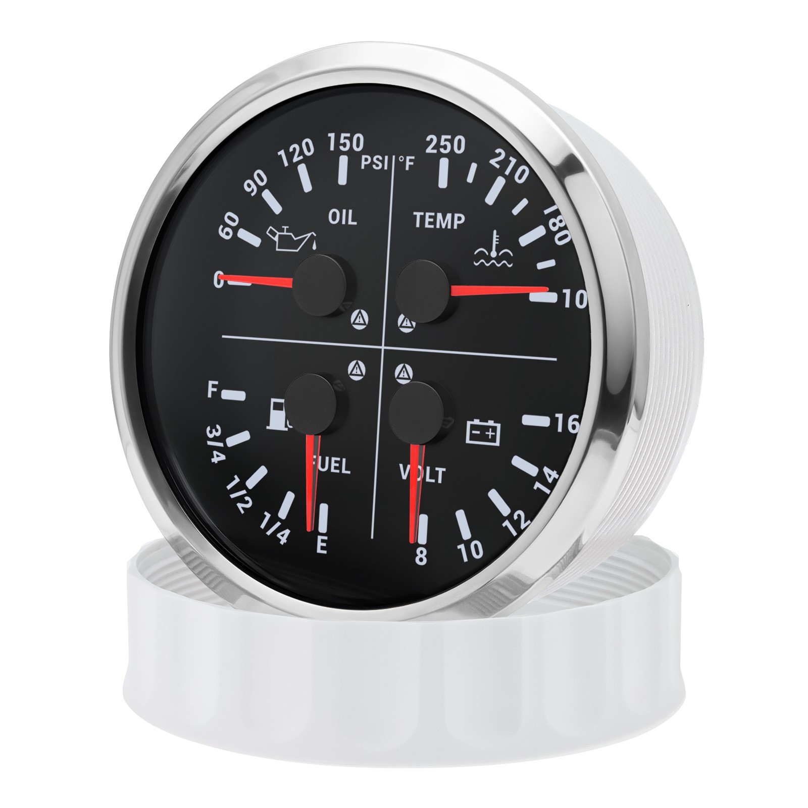 110mm 4 IN 1 Multifunction Gauge Fuel Level Oil Pressure Water Temp Volt US