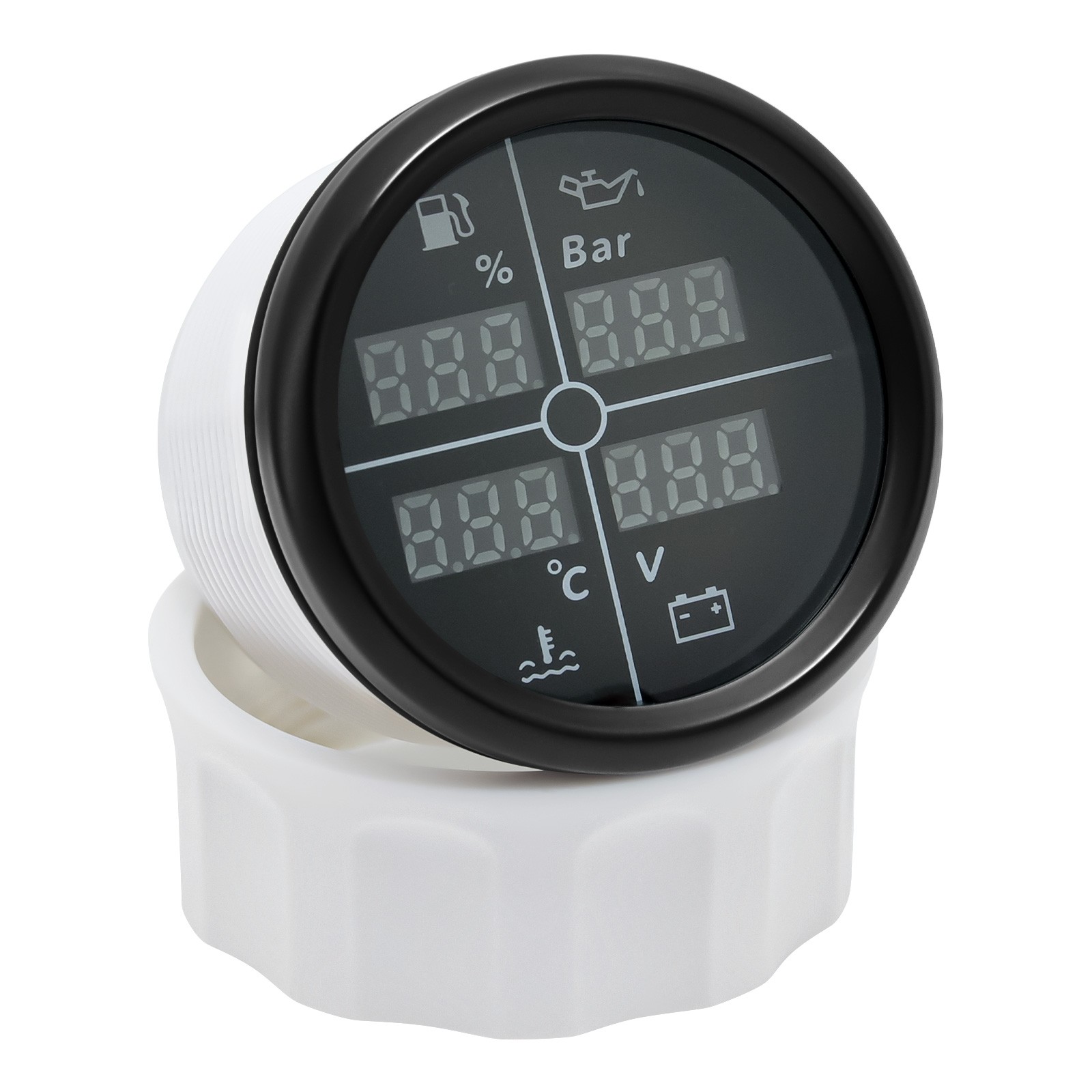 52mm 4 IN 1 Multifunction Gauge Fuel Oil Pressure Water Temp Volt With Sensor