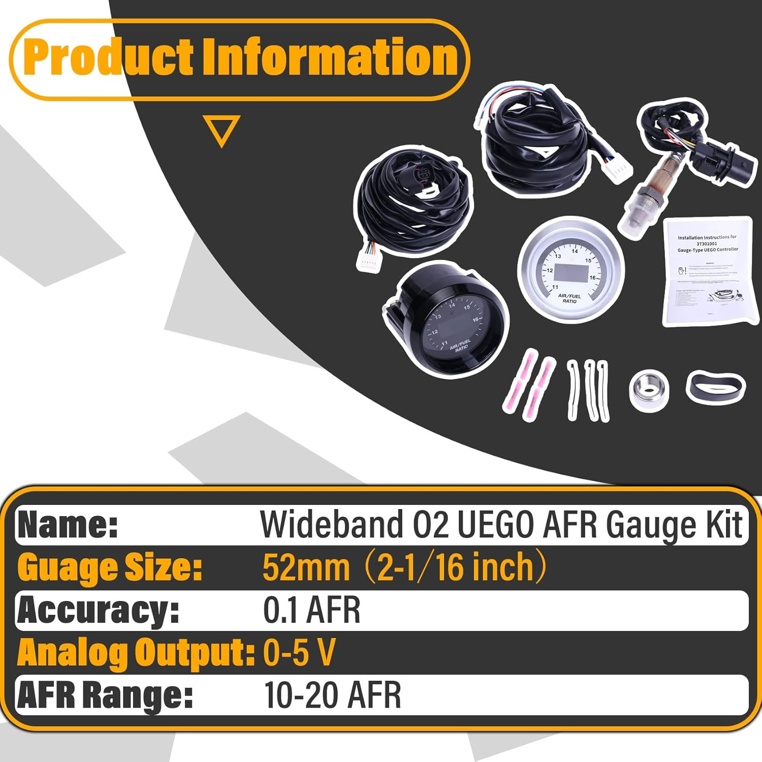 Wideband UEGO Air/Fuel Ratio Gauge 52mm with 4.9 LSU Sensor & AFR Controller