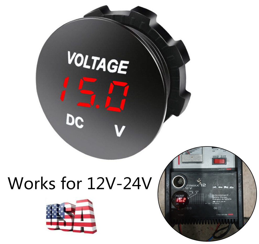 DC 5V-48V LED Car Motorcycle Panel Digital Tester Monitor Display Voltmeter (US)