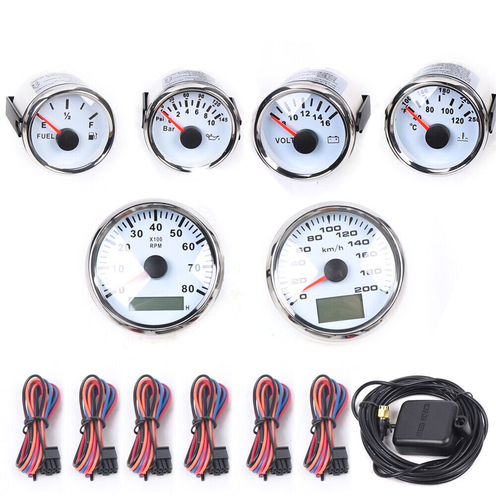 Fit Car Marine Boat Truck Yacht Waterproof Universal 6 Gauge Kit GPS Speedometer