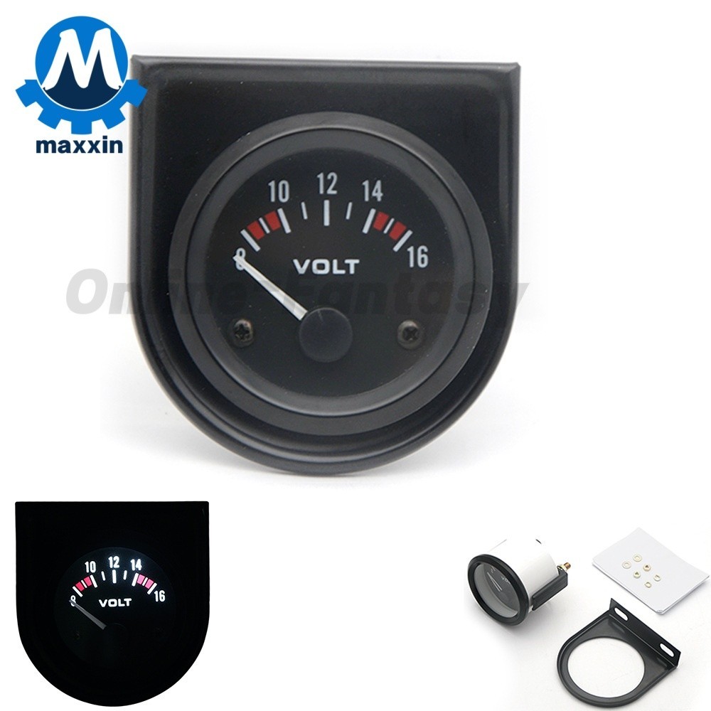 2″ 52MM Universal Mechanical White LED Car Auto Volt Voltage Gauge Meter 8V-16V