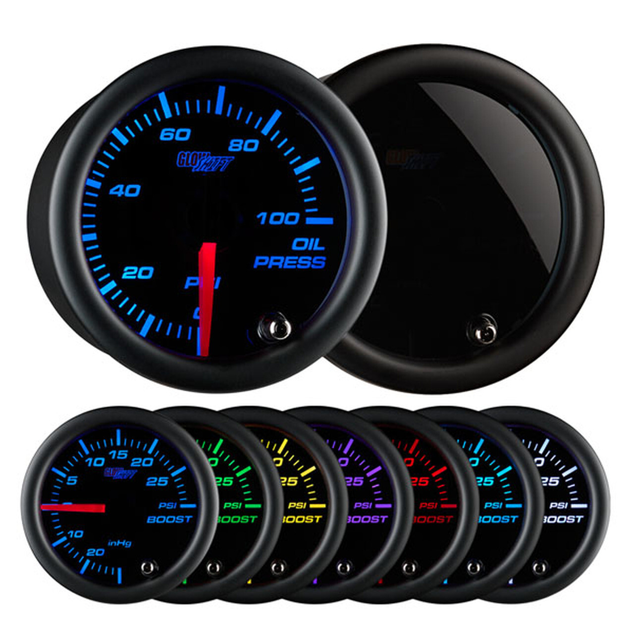 GlowShift Tinted 7 Color 100 PSI Oil Pressure Gauge Kit GS-T704