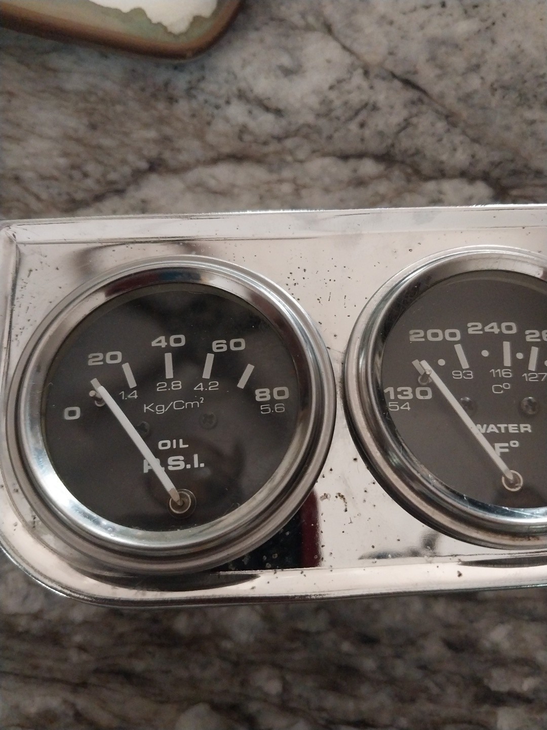 Vintage Rearview Car Mirrors & Under Dash Vintage Oil & Water Gauge
