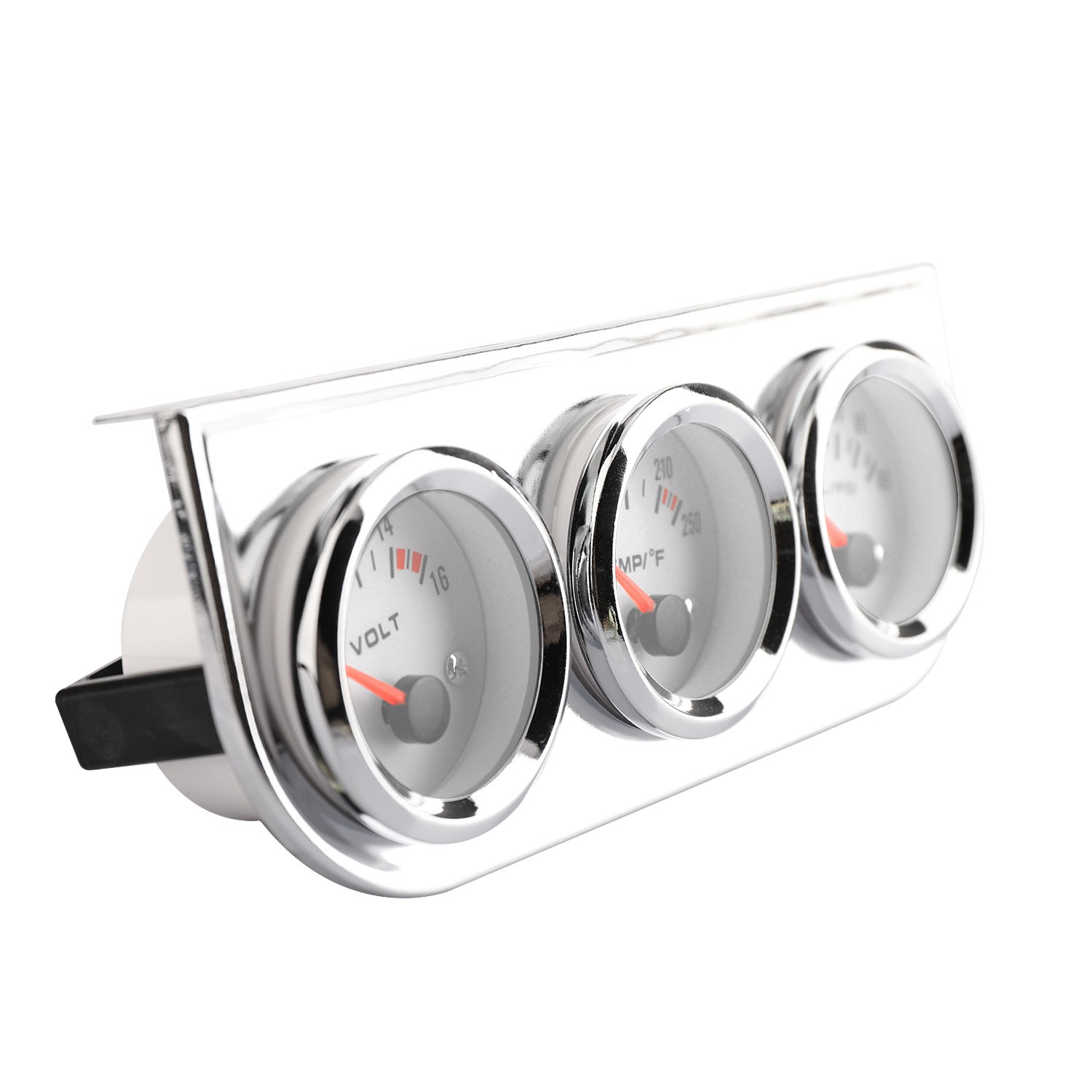 3 in1 52mm 2″ Chrome Car Triple Gauge Set Kit Amp Meter Water Temp Oil Pressure