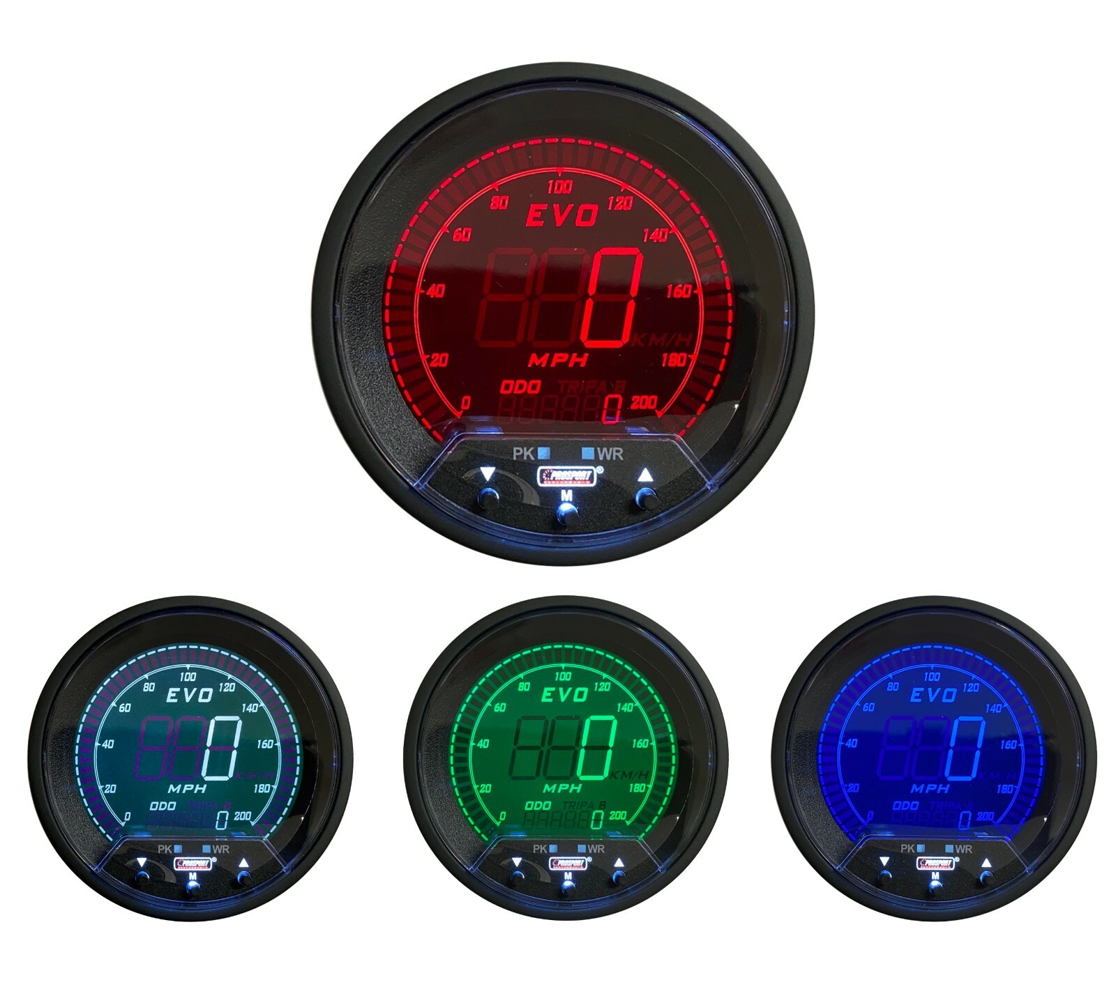 EVO Series 85mm Speedometer w/peak & warn 0-200 mph