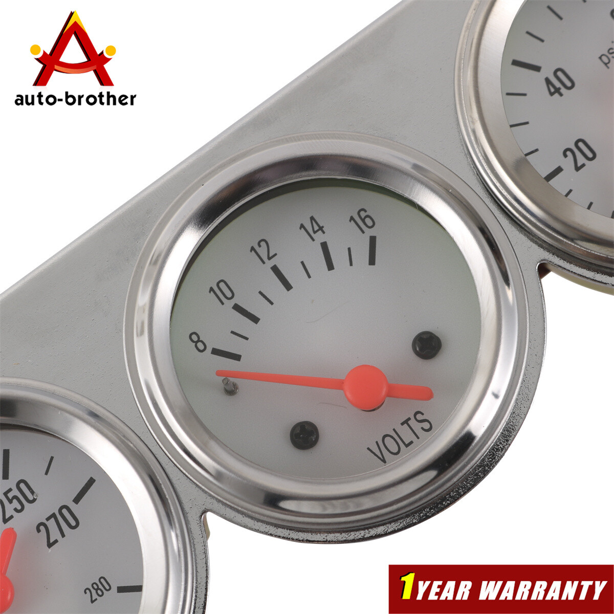Triple Gauge Set Water Temp Oil Pressure Volt Meter 2” 52mm Mechanical Chrome