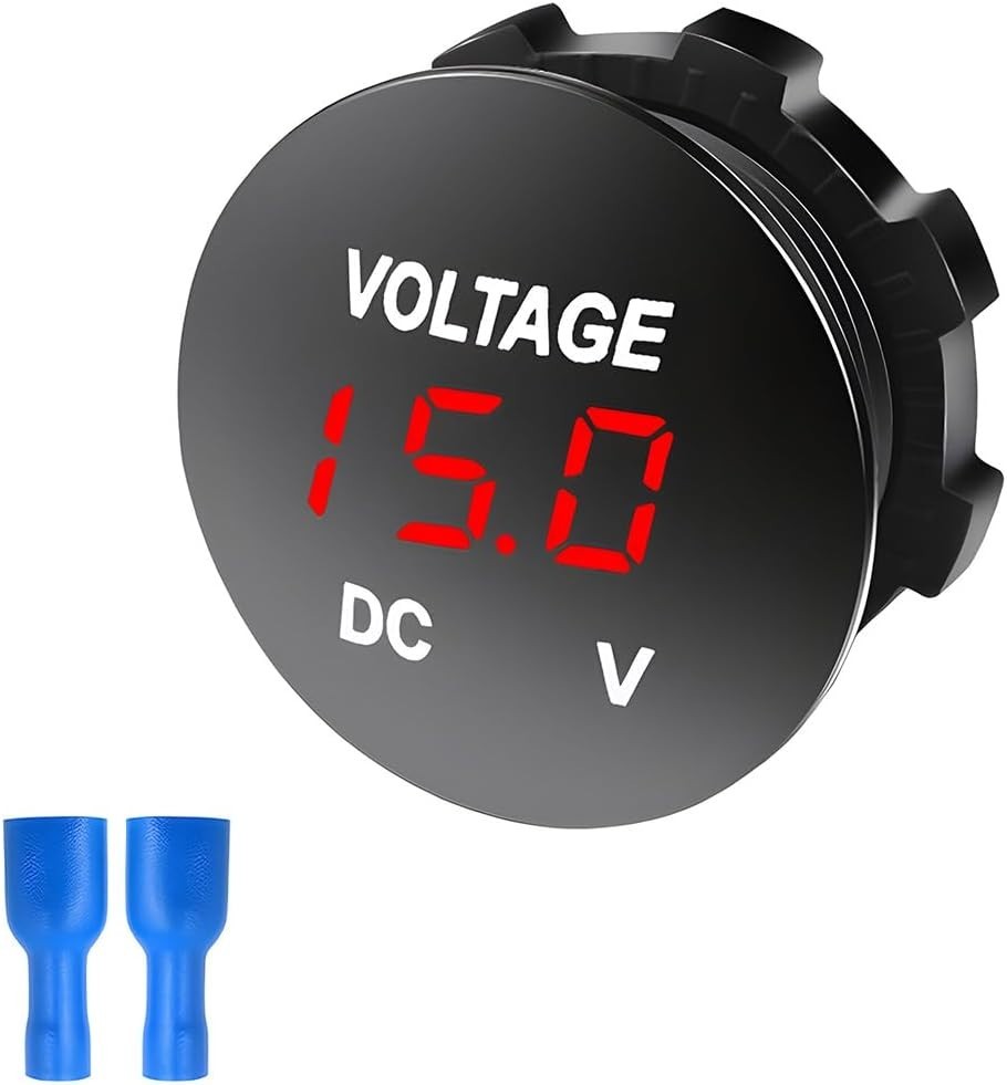 LED Voltage Meter Gauge Round Panel 12V 24V DC Car Boat Motorcycle Truck