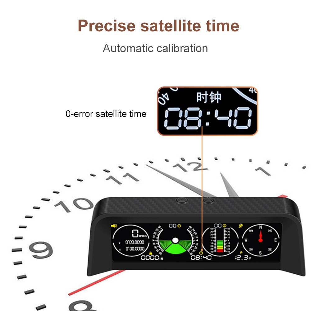 Car Off Road Digital GPS Inclinometer Compass Slope Meter Gauge HUD Speedometer
