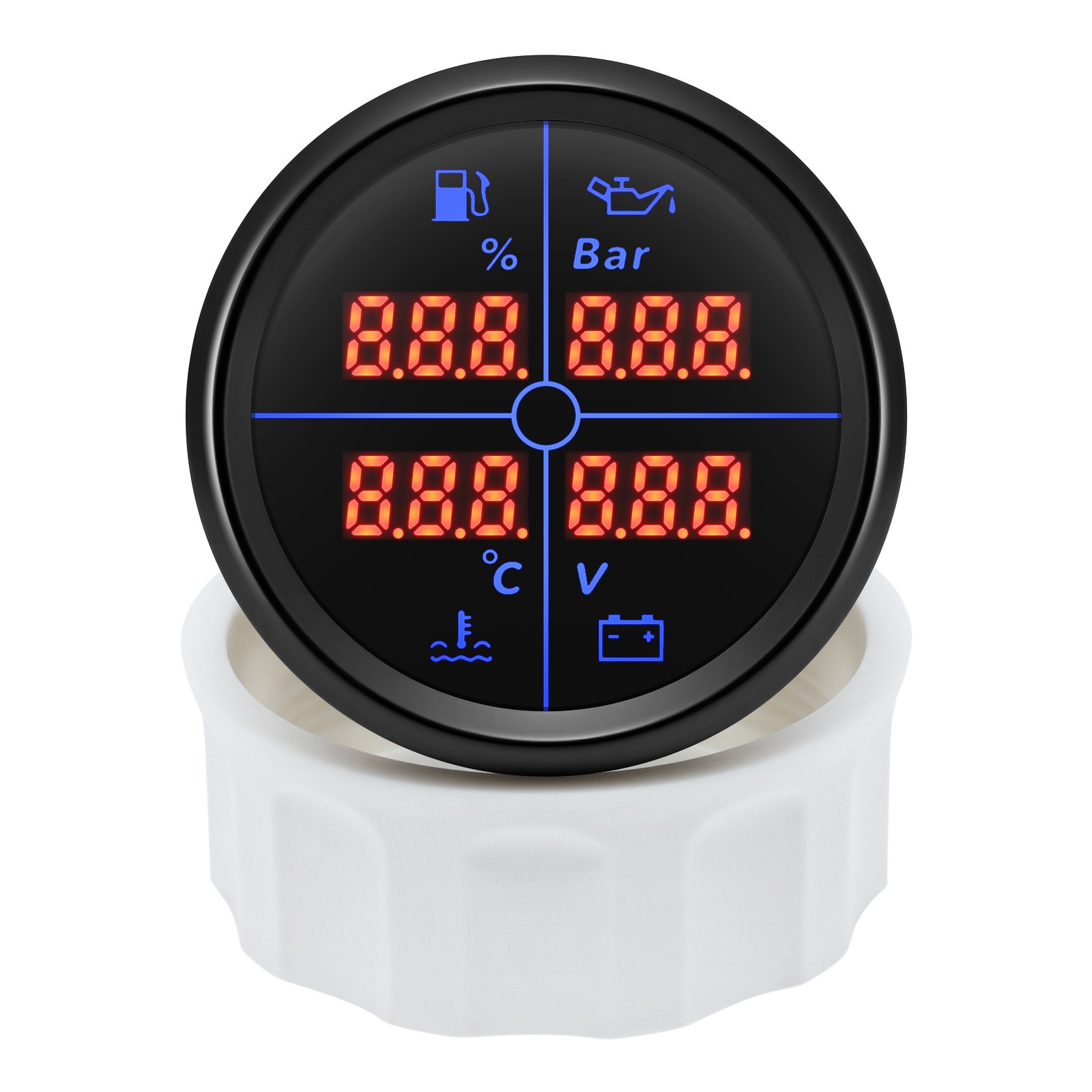 52mm 4 IN 1 Multifunction Gauge Fuel Oil Pressure Water Temp Volt With Sensor