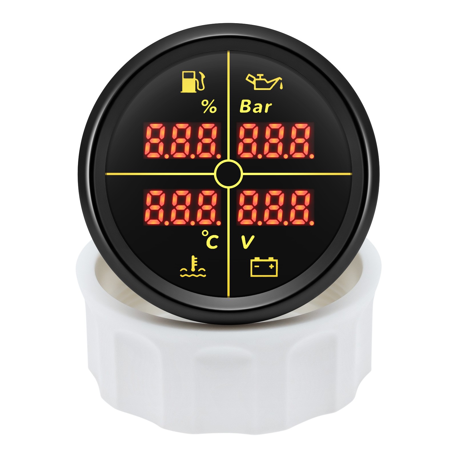 52mm 4 IN 1 Multifunction Gauge Fuel Oil Pressure Water Temp Volt With Sensor
