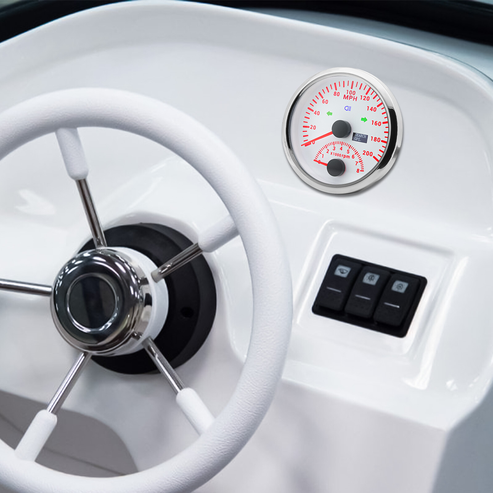 85mm GPS Speedometer 0-200MPH with Tachometer 0-8000RPM 4 in 1 Gauge with Sensor