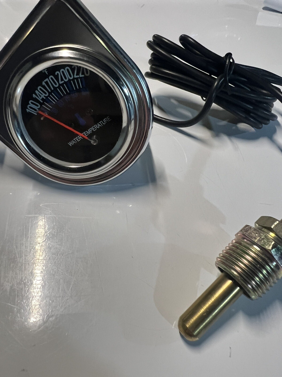 Chrome 2″ Mechanical Water Temp Temperature Gauge 100-220 °F With Chrome Bracket