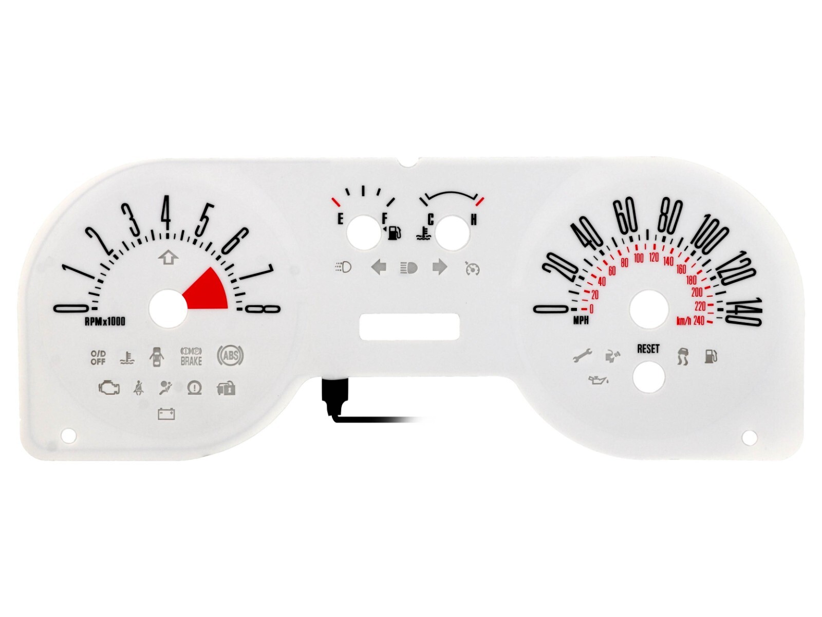 BLUE/GREEN Glow Gauge White Overlay For 05-09 Ford Mustang GT 140MPH Cluster