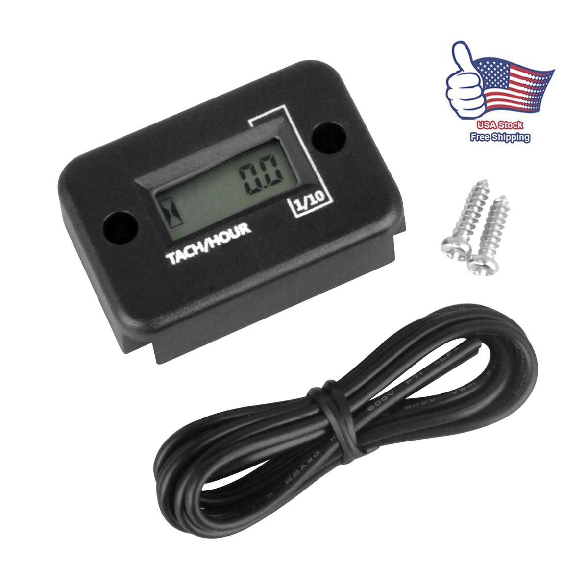 Digital Tachometer Chainsaw Engine Tach Hour Meter Lawn Off-Road Motorcycle