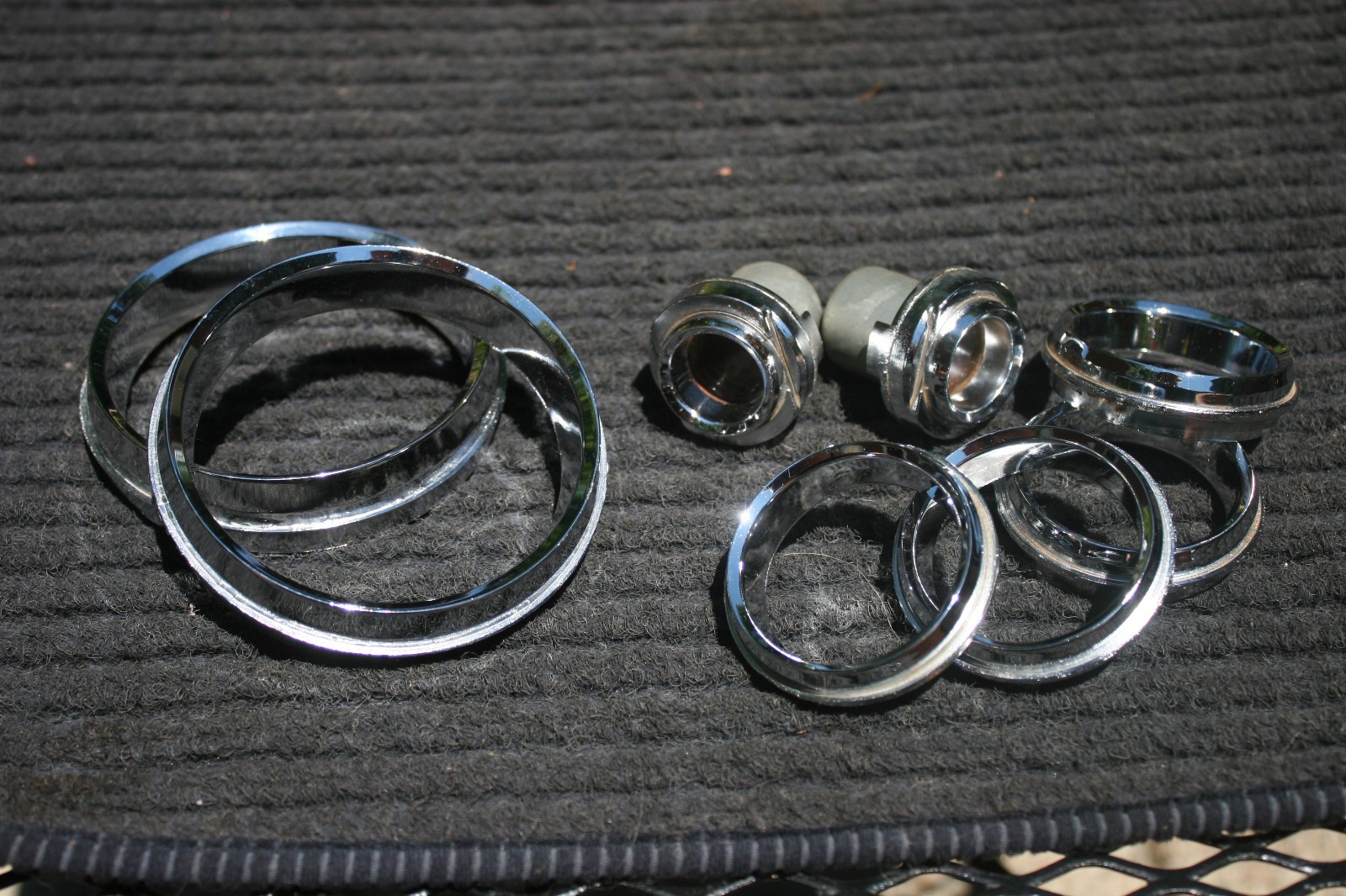 55-59 GMC Truck Vintage Dash Gauge Chrome Metal Bezel Set – 8 Pieces – NICE