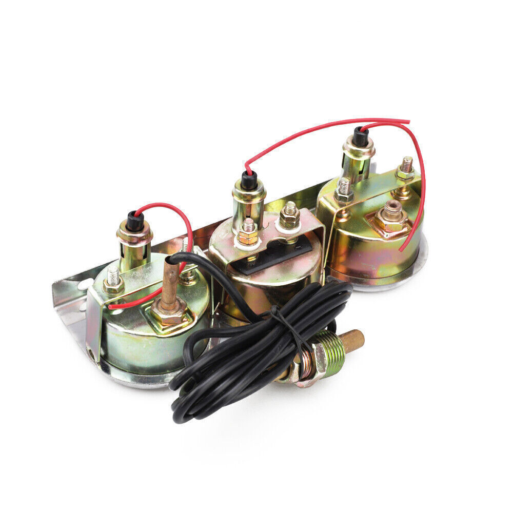 2″ 52mm Oil Pressure Amp Meter Water Temp Triple Gauge 3 in 1 Set Chrome Panel