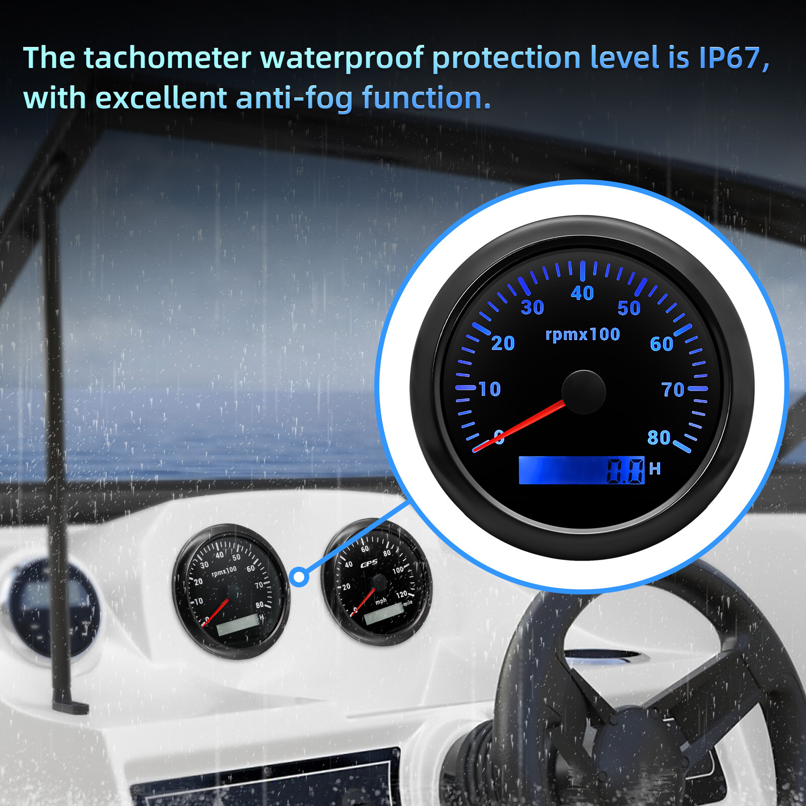 6 Gauge Set 85MM GPS Speedometer Tacho & 52mm Fuel Gauge Temp Oil Volt Car Boat